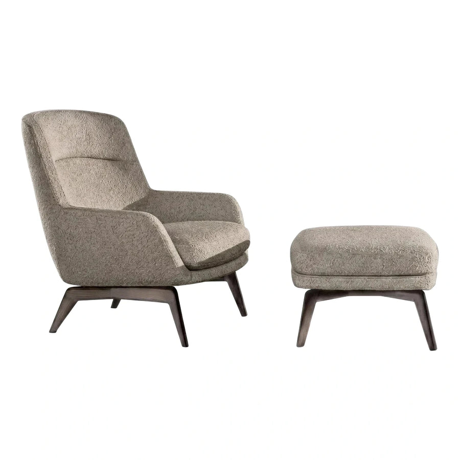 Textured Beige Lounge Chair and Ottoman Set