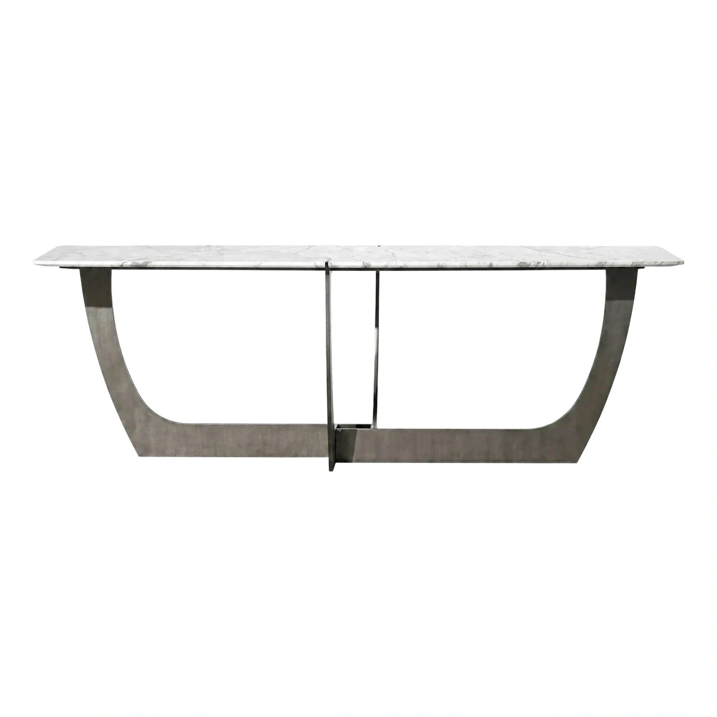 White Marble Top Dark Metal Console Table