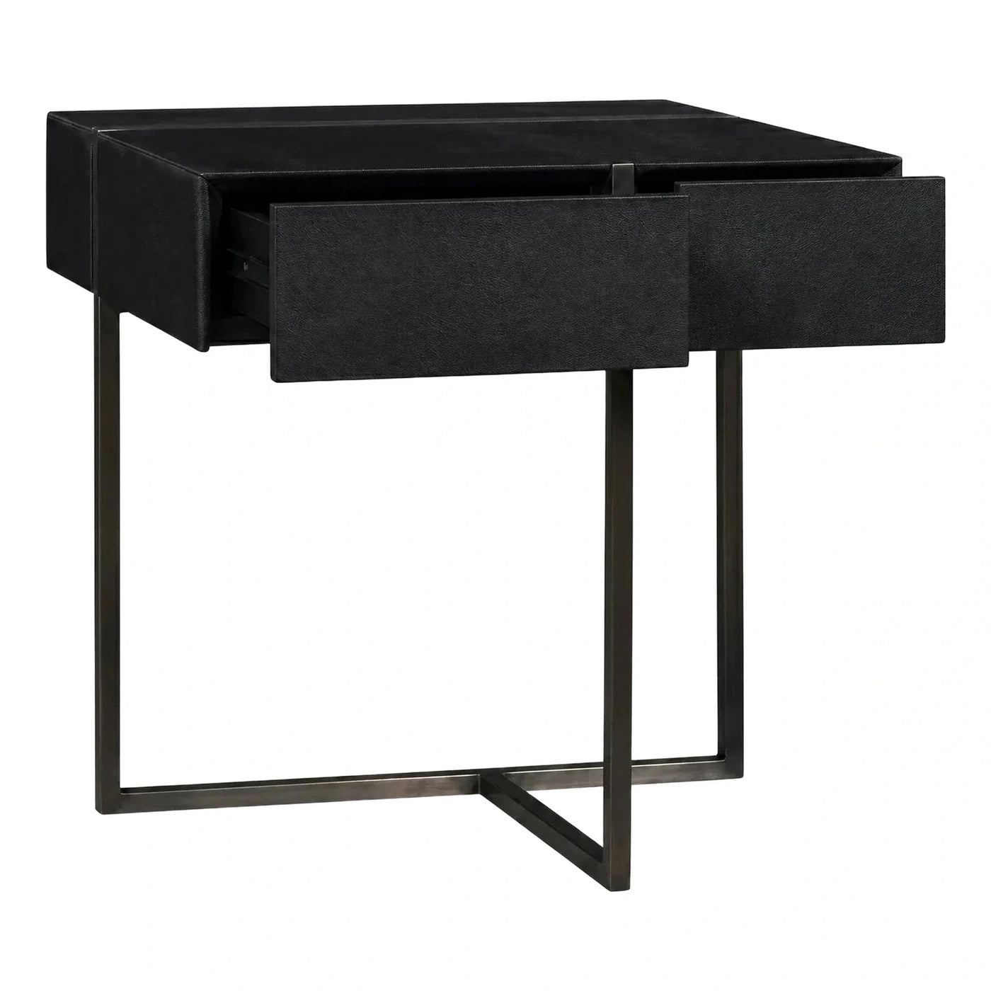 Modern Black Leather Console Table With Drawer