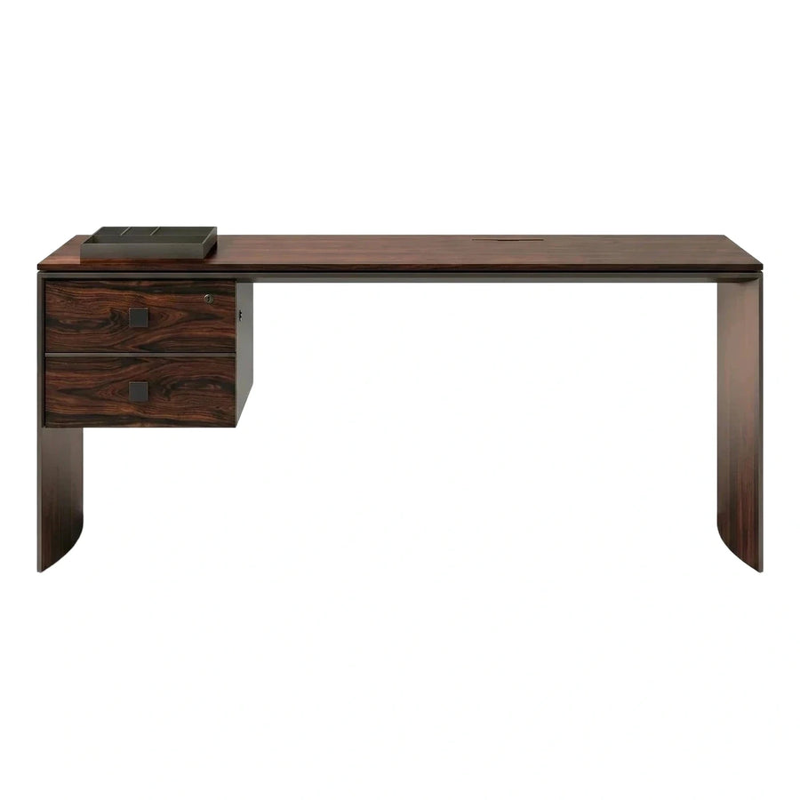 Modern Dark Wood Executive Desk with Drawers