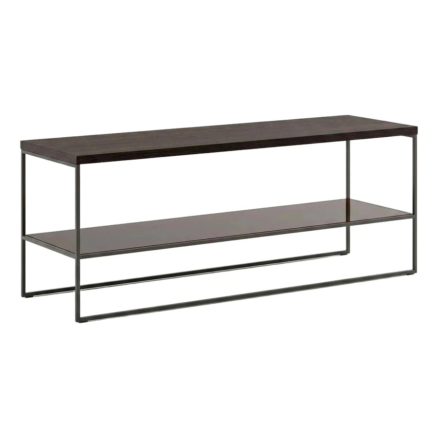 Modern Dark Wood Console Table with Metal Frame