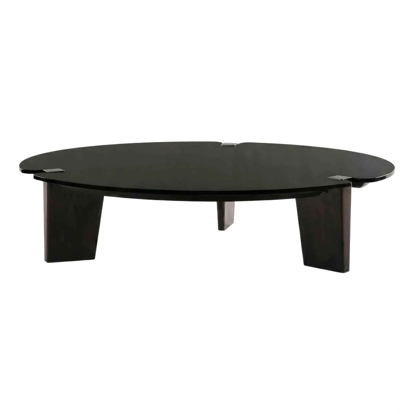 Modern Dark Glossy Coffee Table with Metal Accents