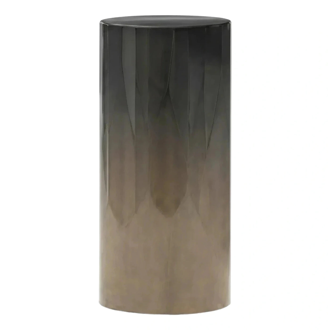 Faceted Cylindrical Metal Side Table Ombre Finish