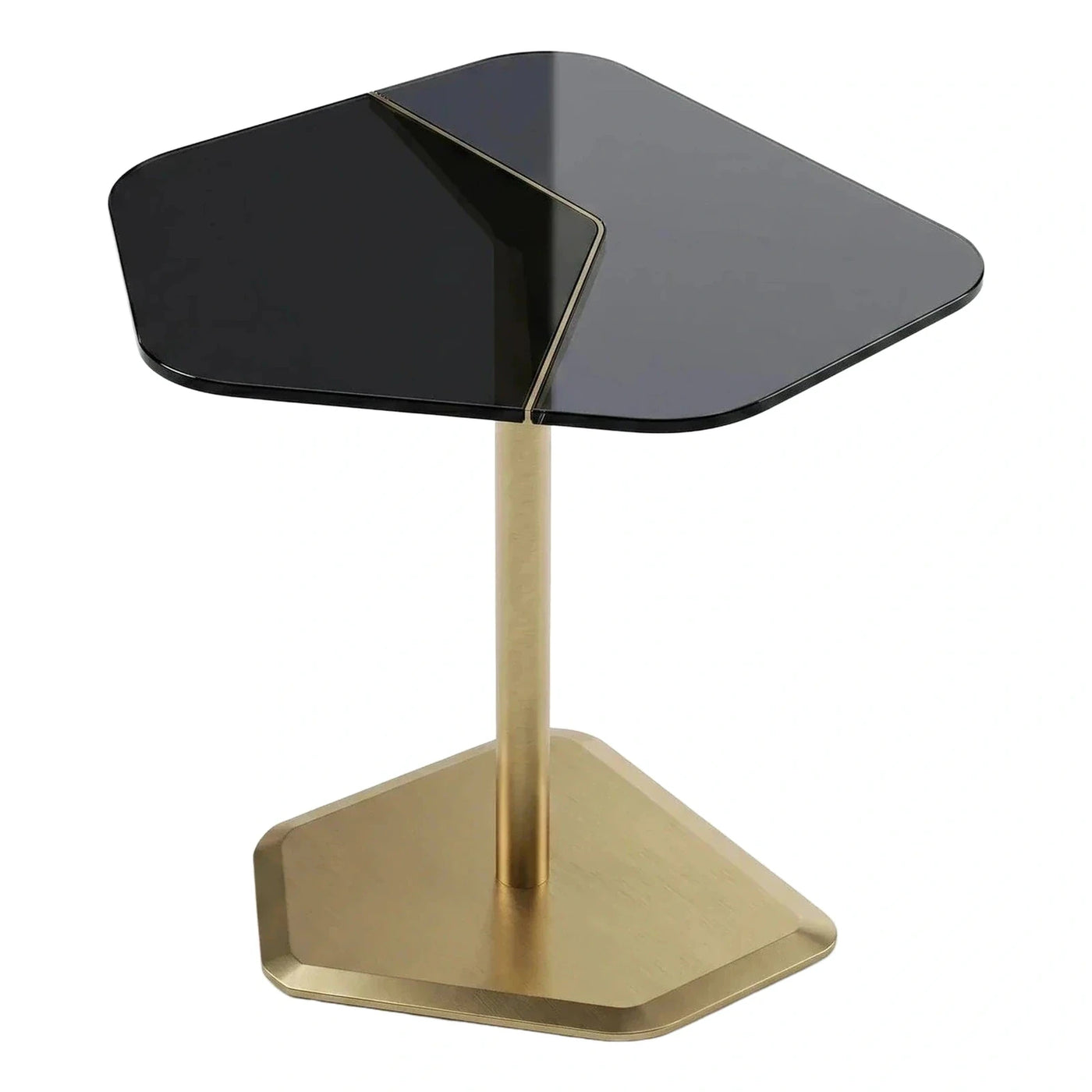 Modern Geometric Split Top Side Table Gold Base