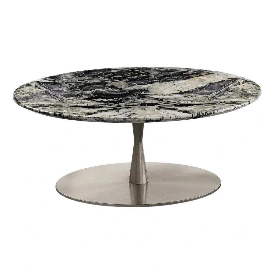Round Black and White Marble Coffee Table
