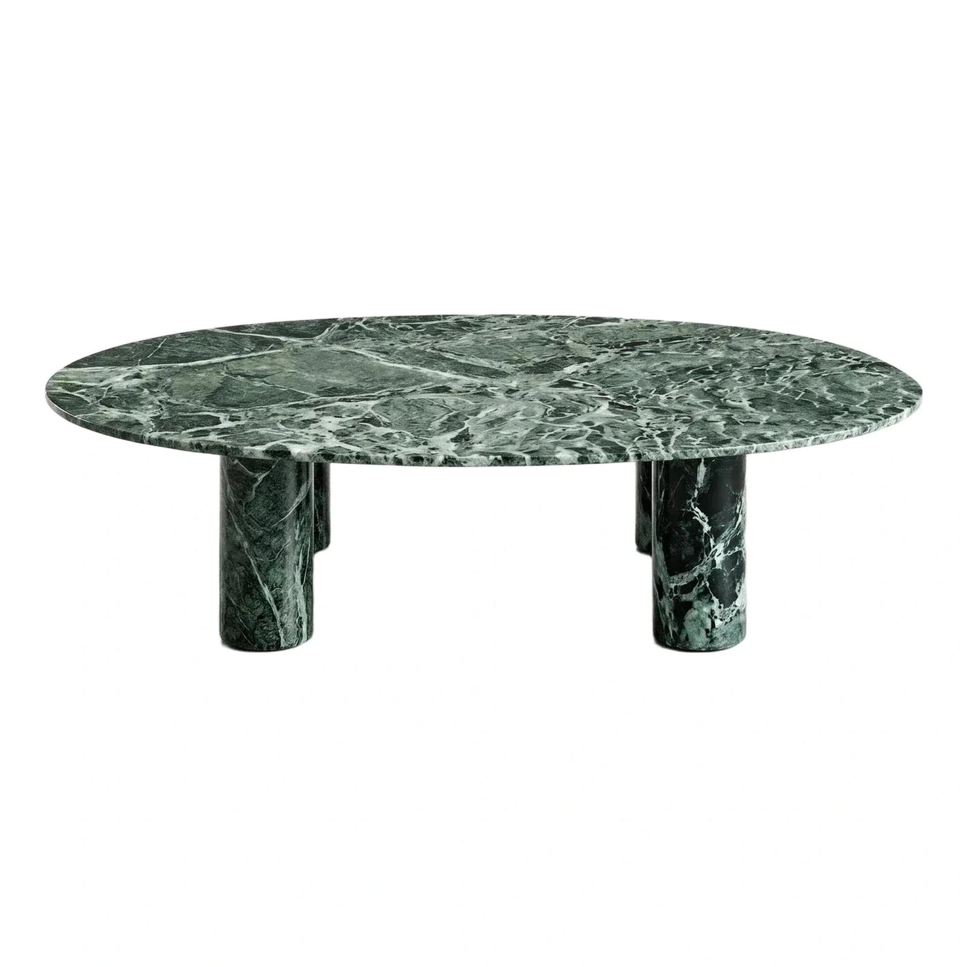 Green Marble Round Coffee Table with Stone Legs