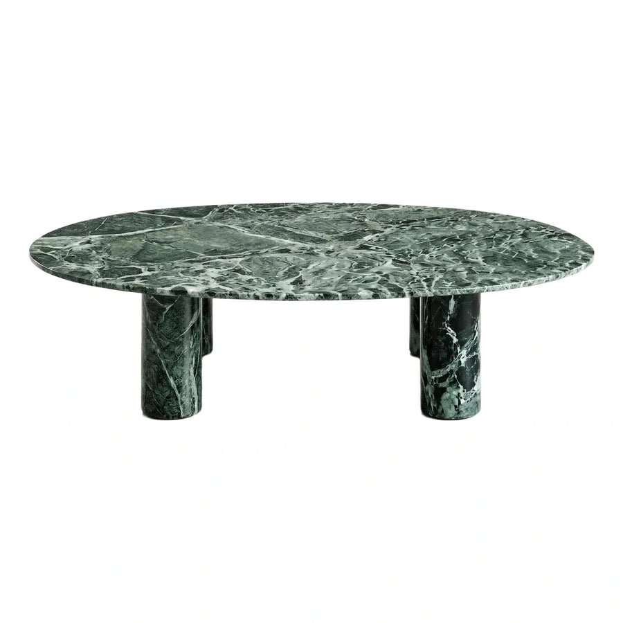 Green Marble Round Coffee Table with Stone Legs