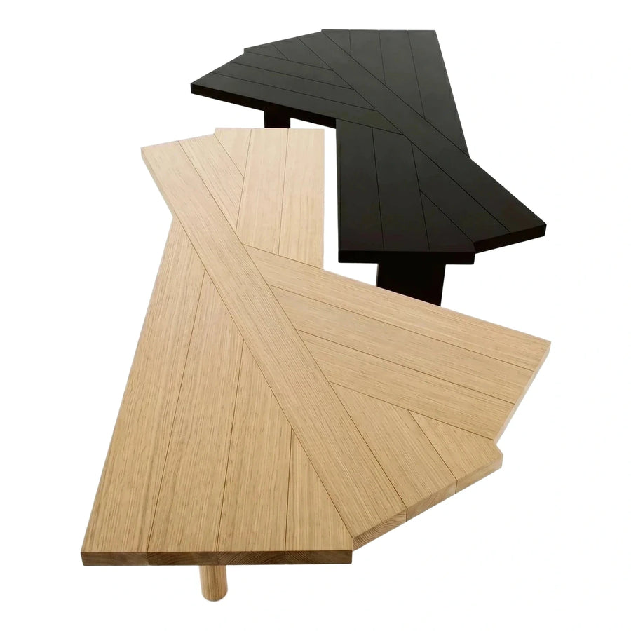 Geometric Solid Wood Coffee Table with Angular Plank Top