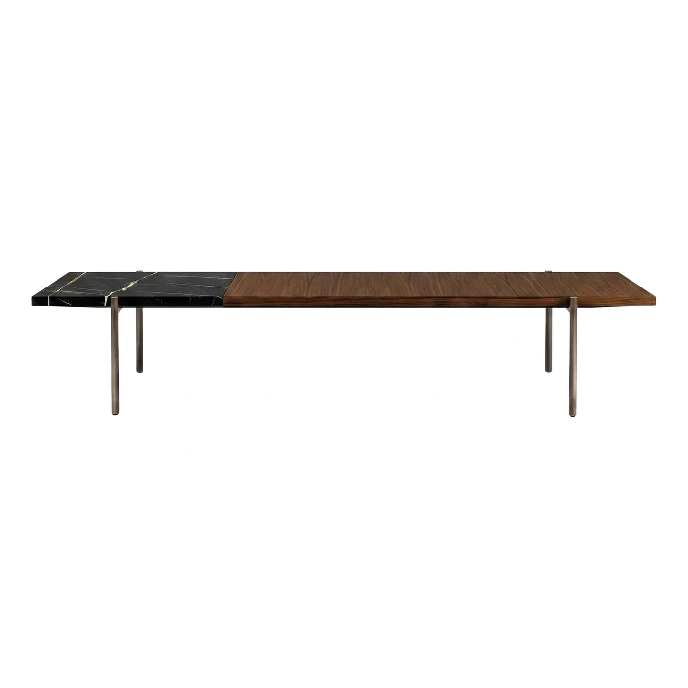 Modern Split Top Coffee Table Black Marble Wood
