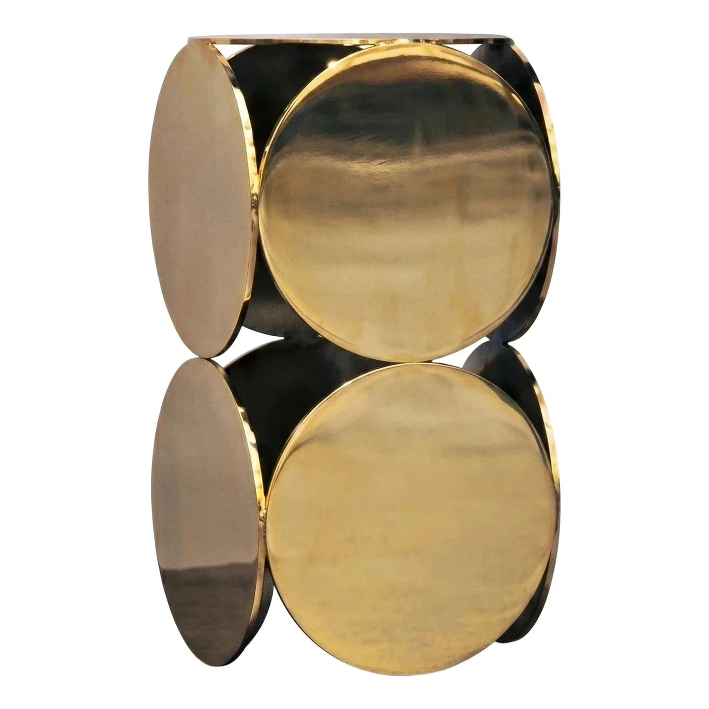 Modern Gold Metal Drum Side Table