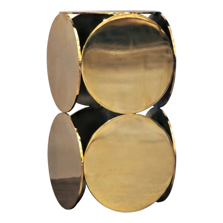 Modern Gold Metal Drum Side Table