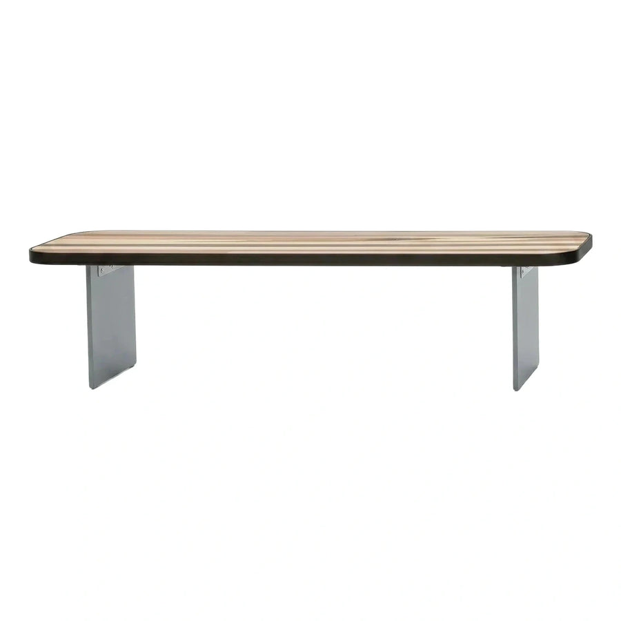 Striped Wood Top Coffee Table with Grey Metal Legs