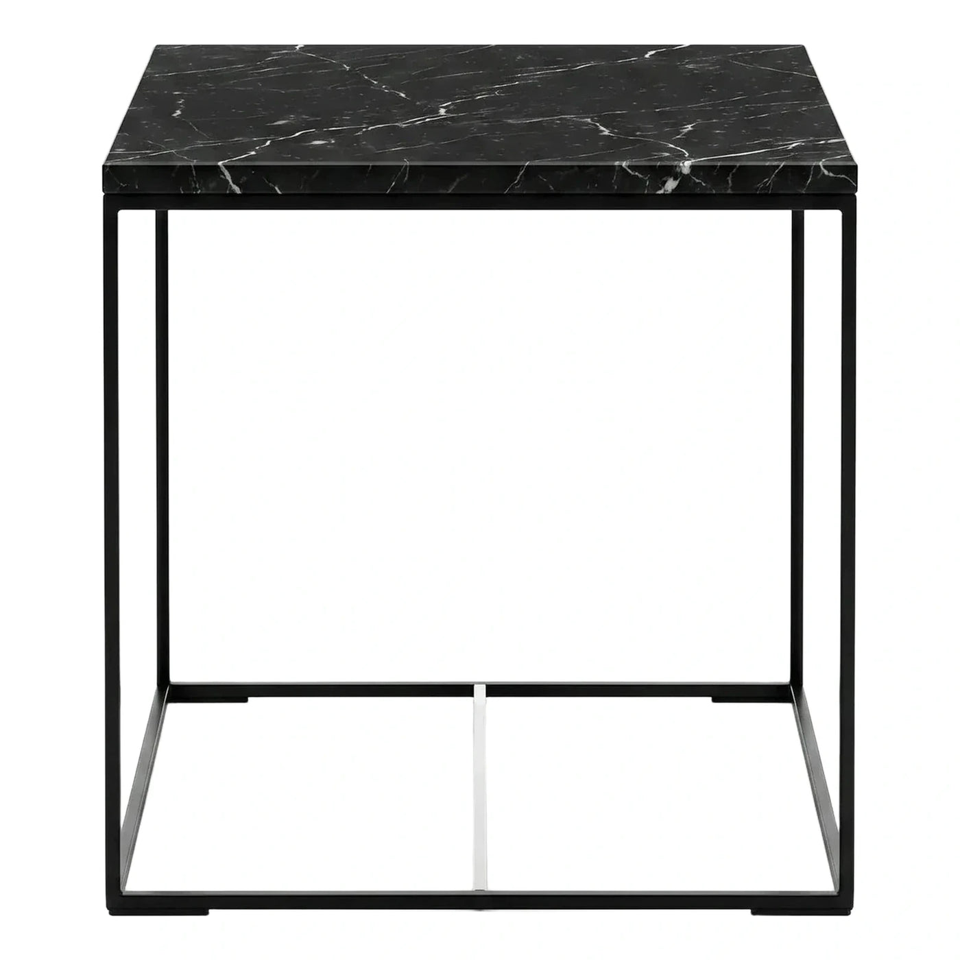 Modern Black Marble Top Square Metal Side Table