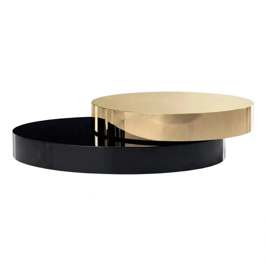 Modern Gold and Black Nested Round Coffee Table