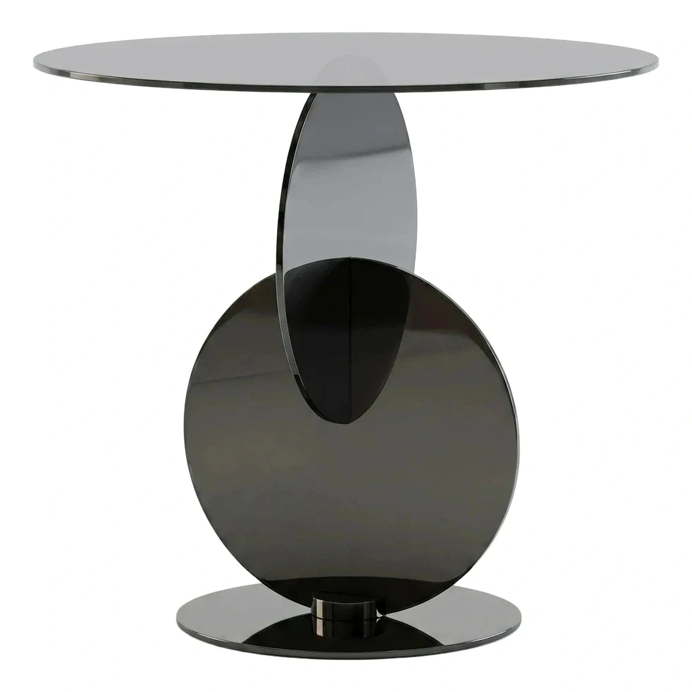Modern Smoked Glass Sculptural Round Side Table