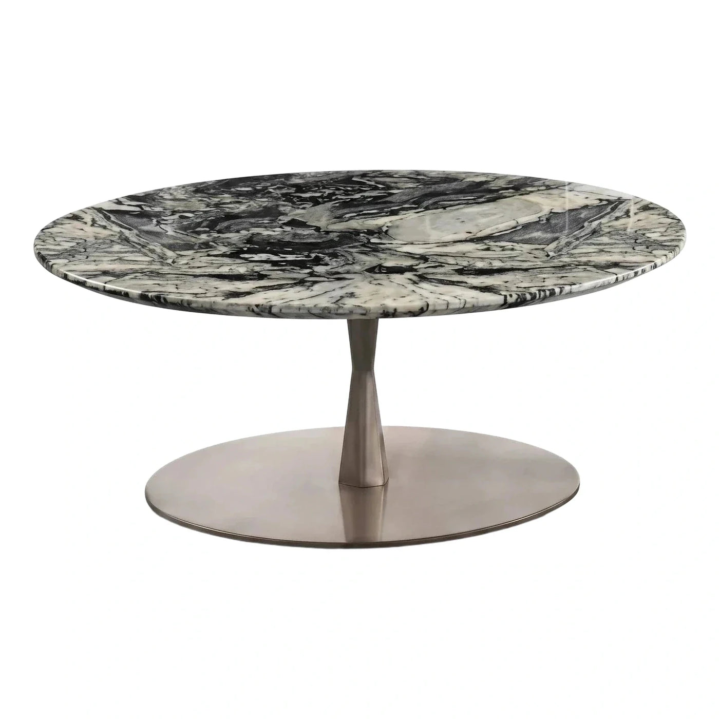 Round Marble Top Coffee Table with Metal Base