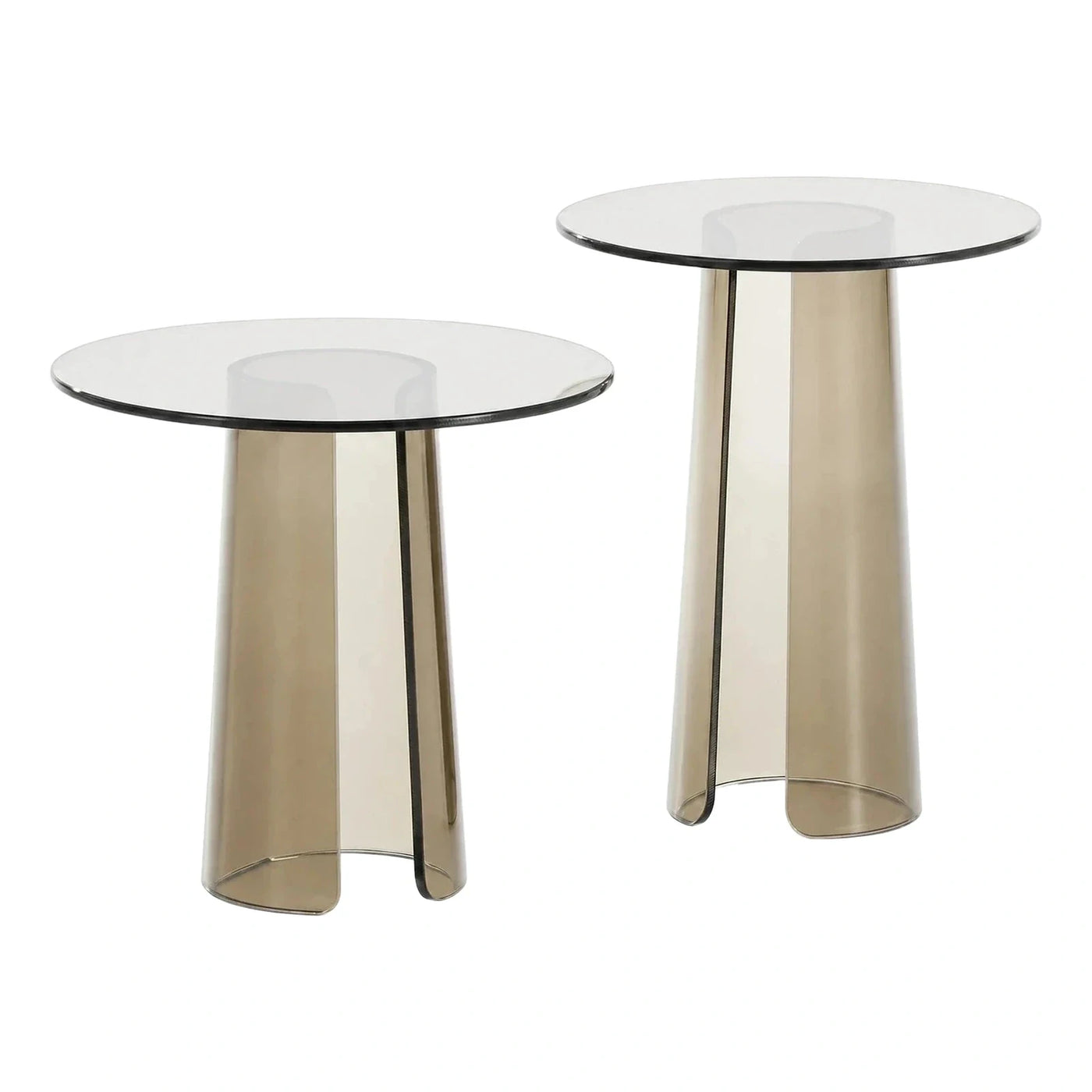 Modern Smoked Translucent Round Side Tables