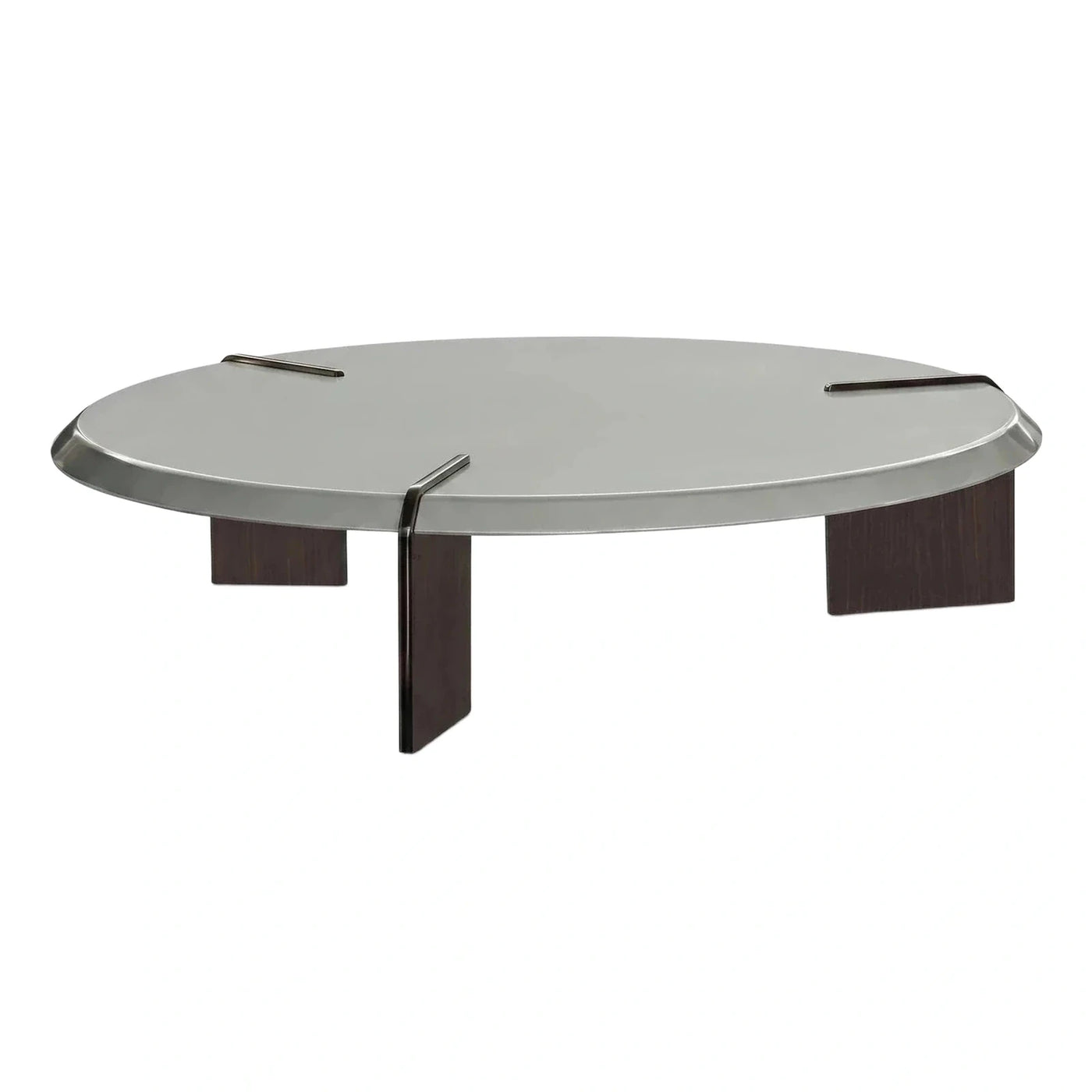 Modern Oval Coffee Table with Metal and Wood Details