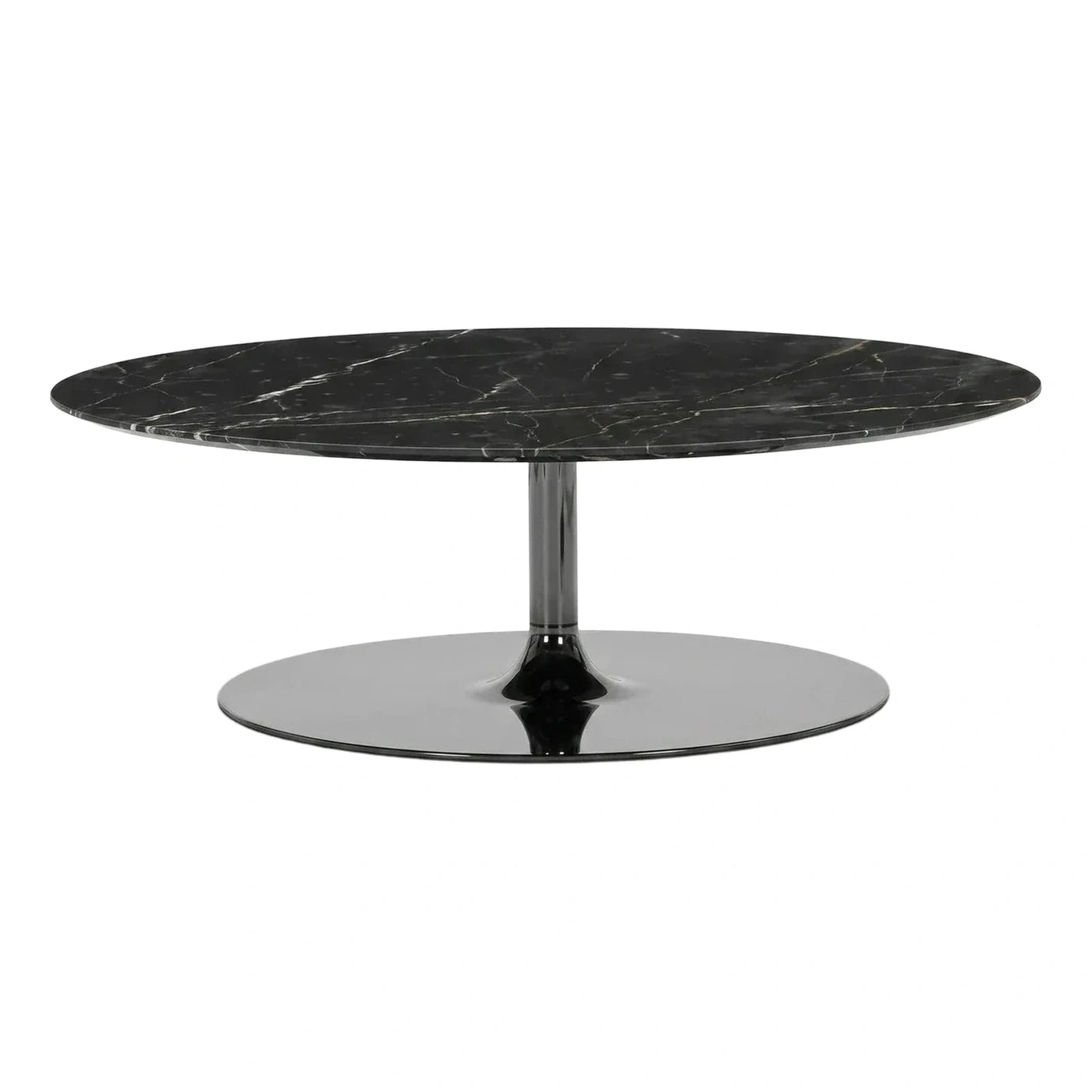 Round Black Marble Coffee Table Chrome Base