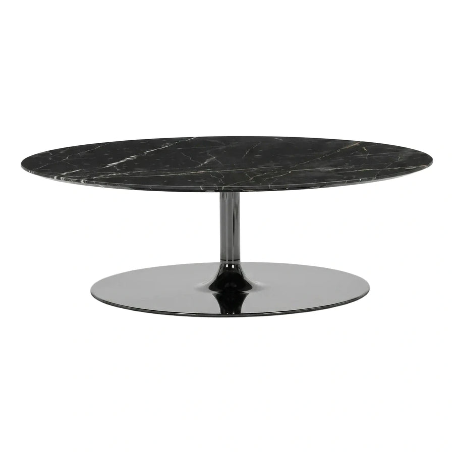 Round Black Marble Coffee Table Chrome Base