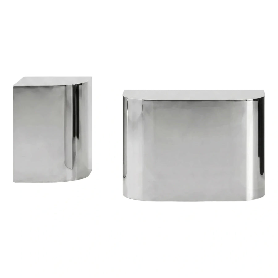 Polished Metal Curved Side Table Set