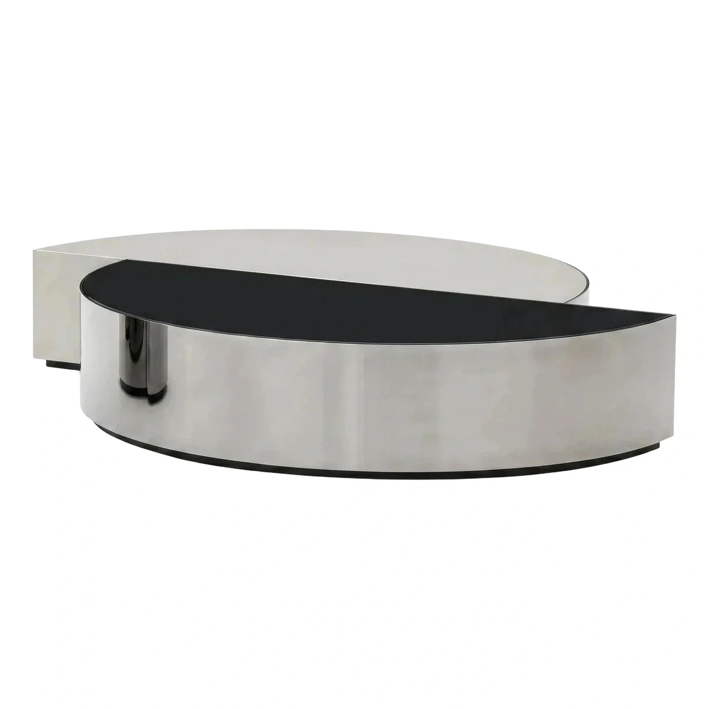 Modern Brushed Metal Coffee Table with Black Top