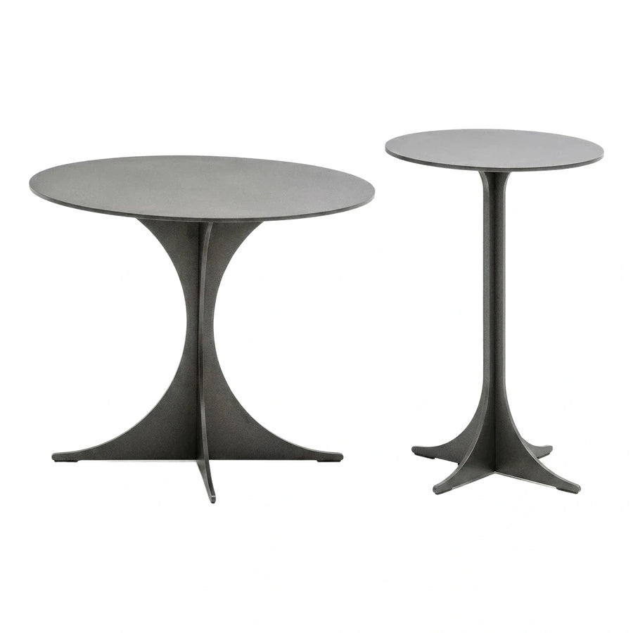 Modern Dark Grey Round Pedestal Table Set