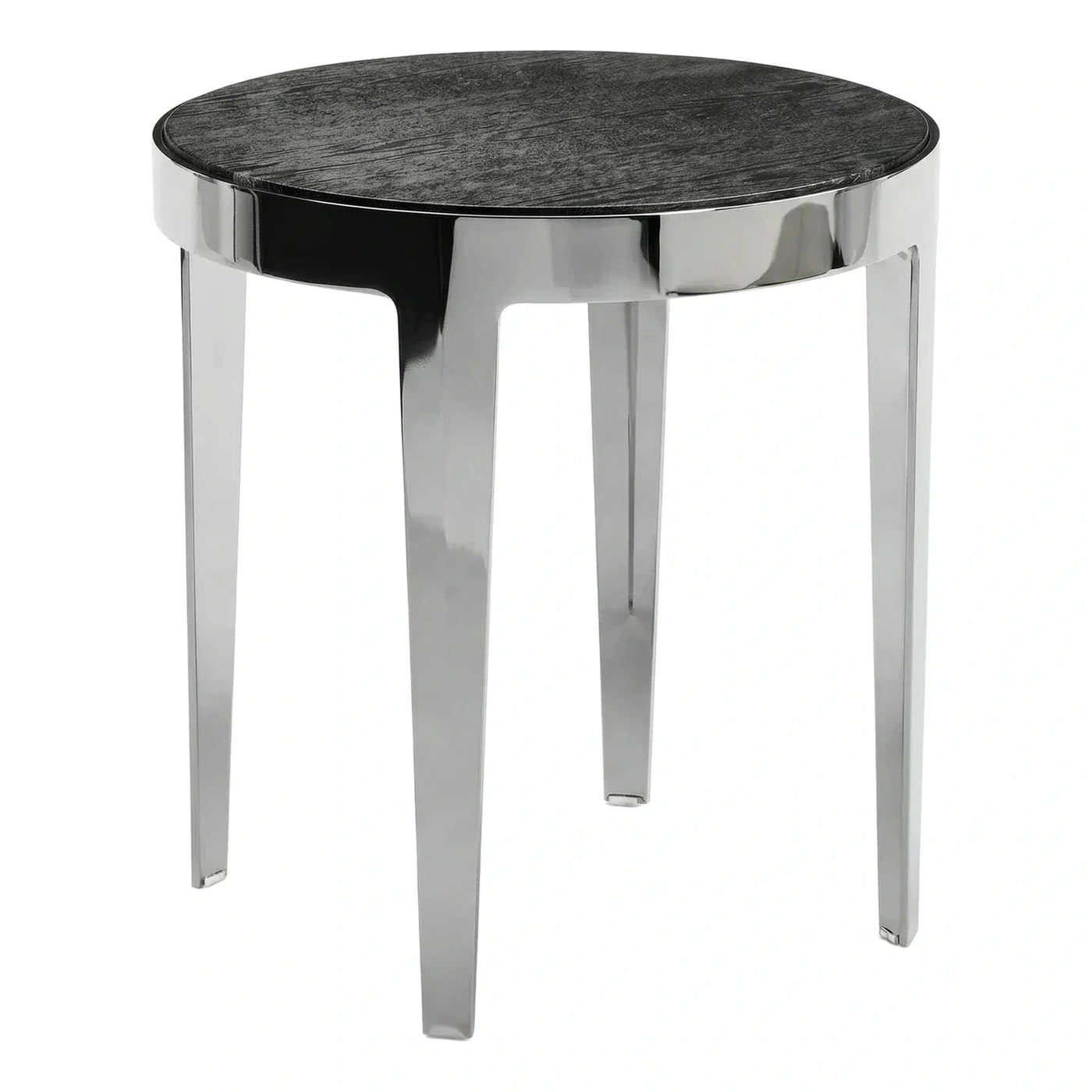 Round Black Stone Top Chrome Side Table