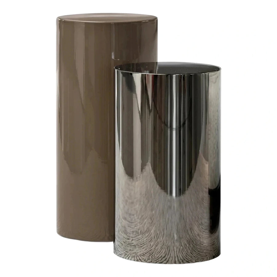 Modern Glossy Cylindrical Side Tables Set