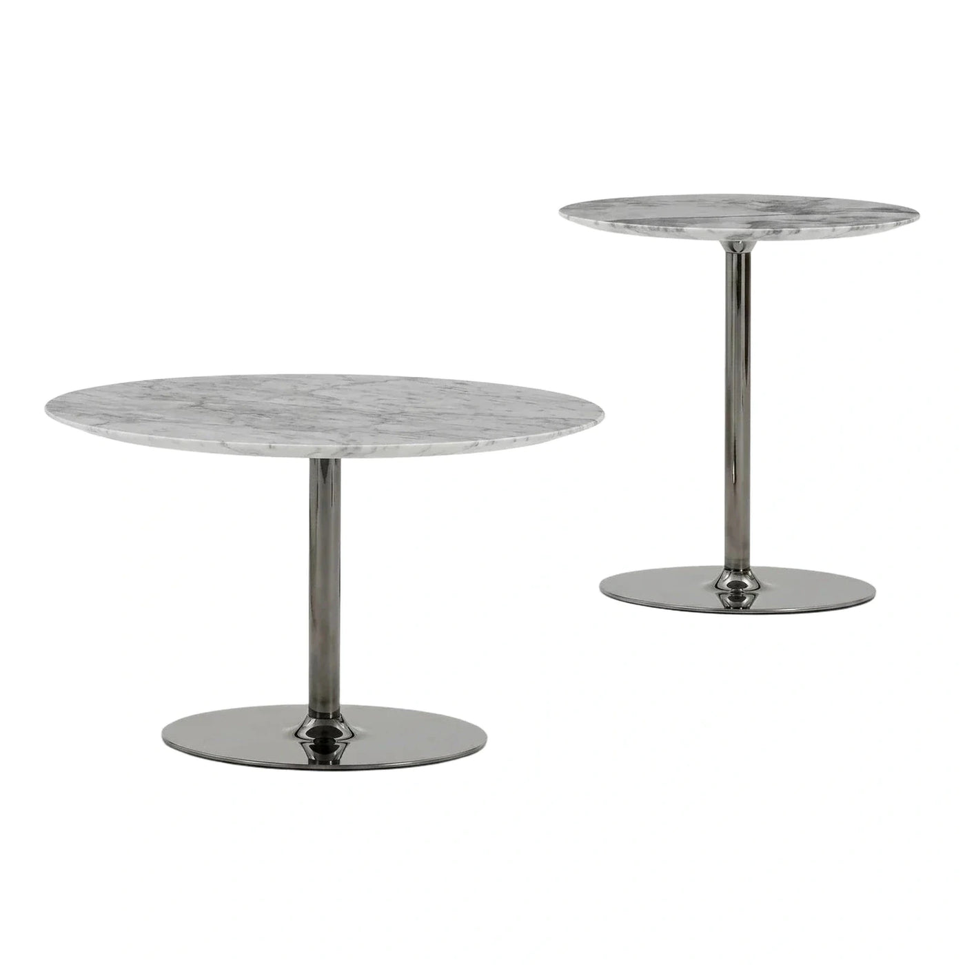 Modern White Marble Round Pedestal Table Set