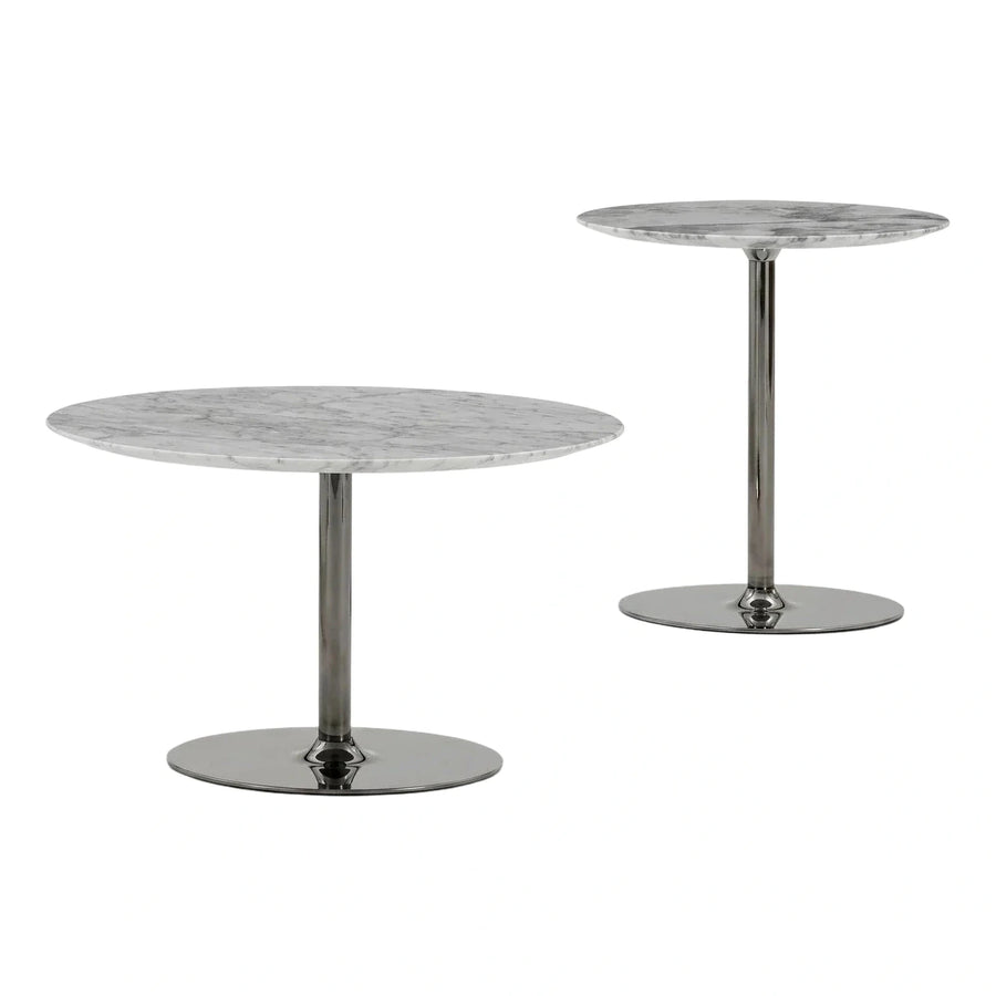 Modern White Marble Round Pedestal Table Set