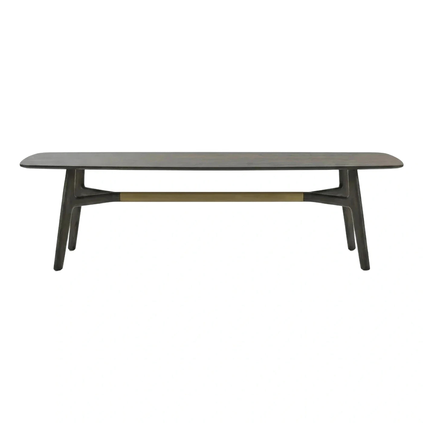 Modern Dark Wood Coffee Table with Brass Bar