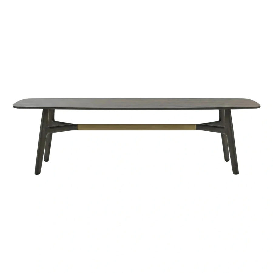 Modern Dark Wood Coffee Table with Brass Bar