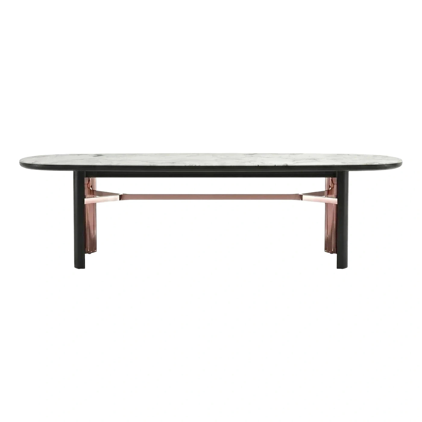 Modern Oval Coffee Table White Marble Copper Base