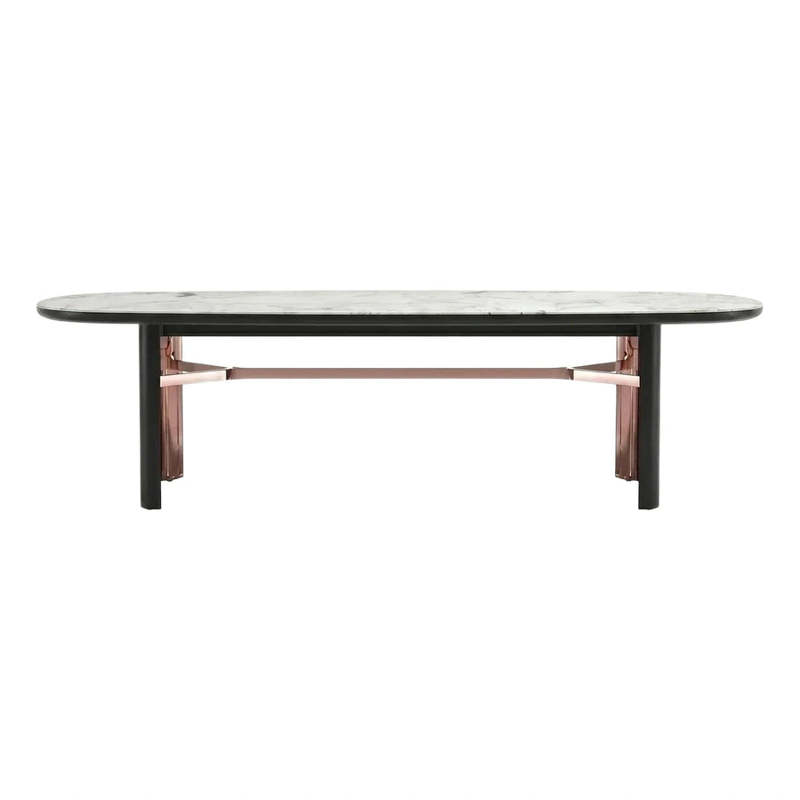 Modern Oval Coffee Table White Marble Copper Base
