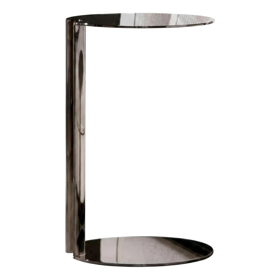 Modern Dark Metallic C-Shape Side Table