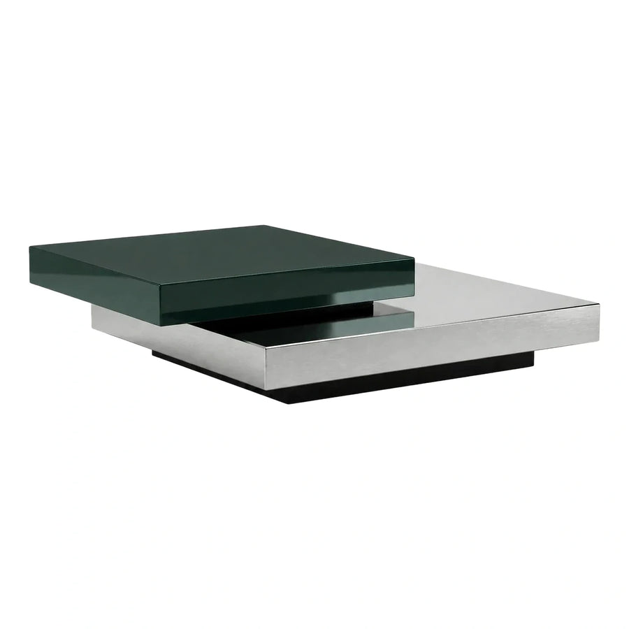 Modern Green and Silver Layered Coffee Table