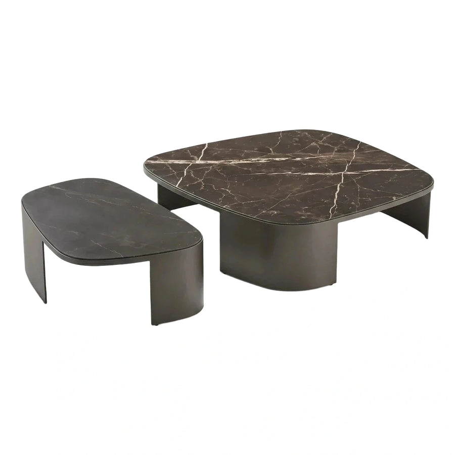 Modern Dark Stone Top Coffee Table Set
