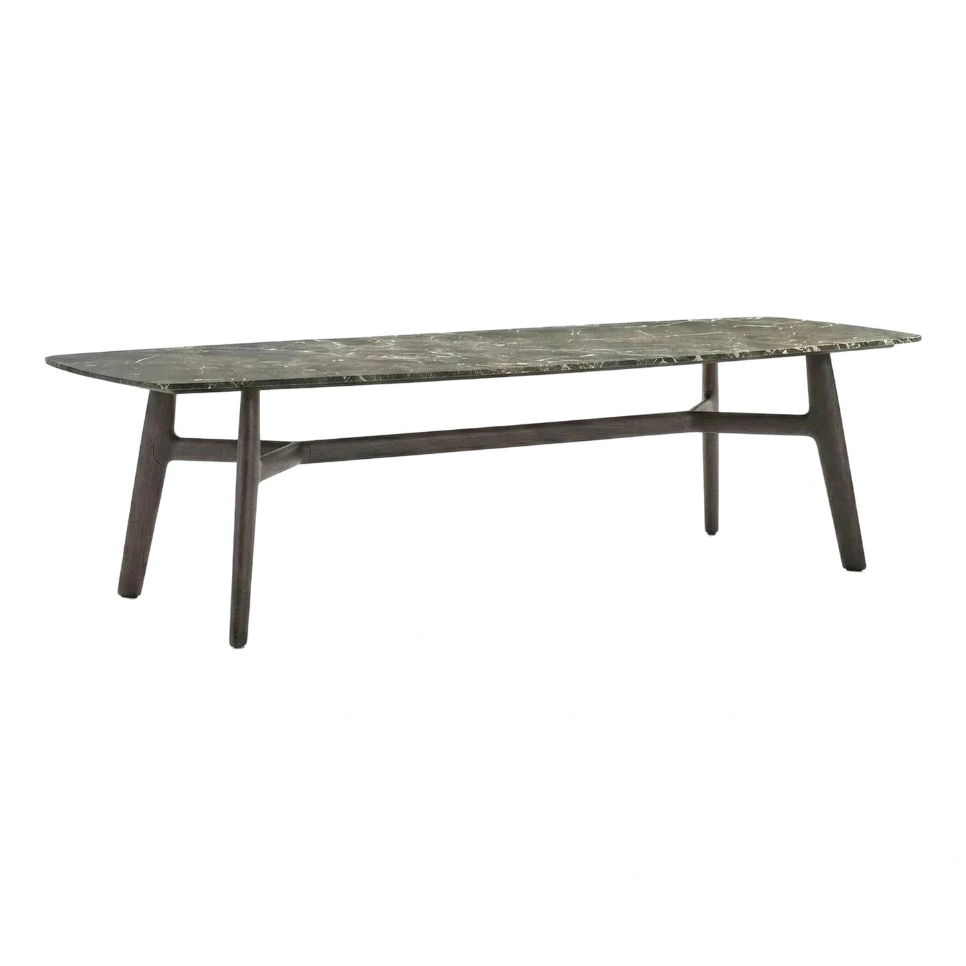 Dark Green Marble Coffee Table with Wood Base
