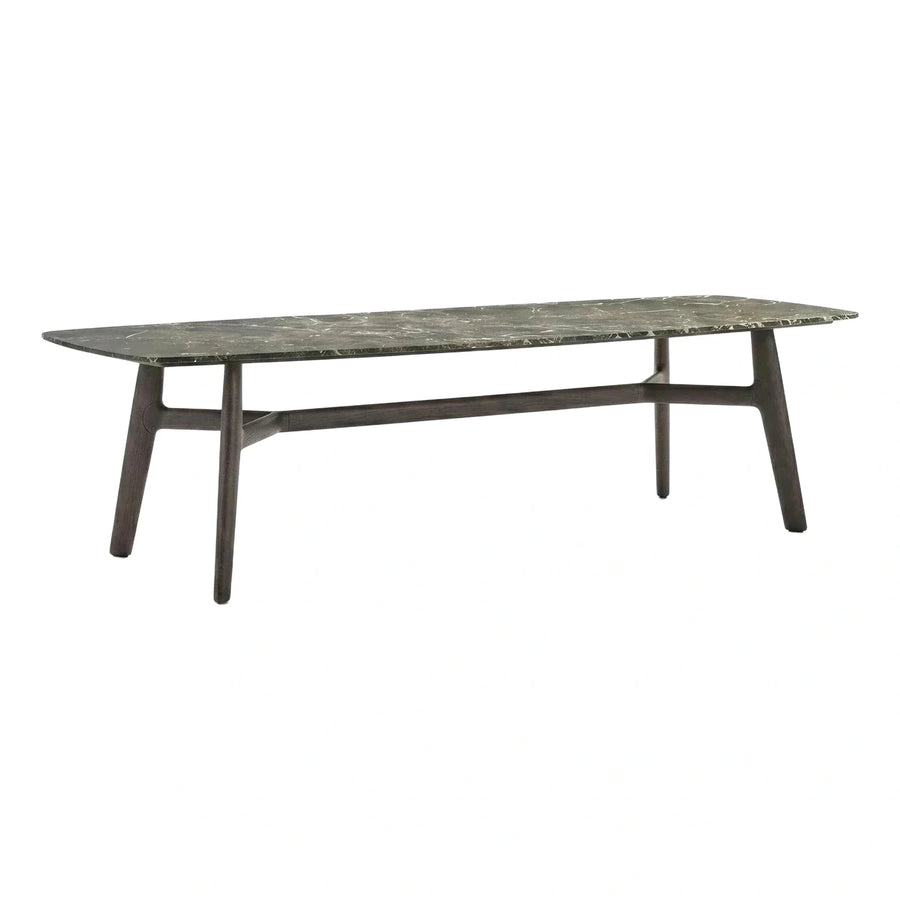 Dark Green Marble Coffee Table with Wood Base