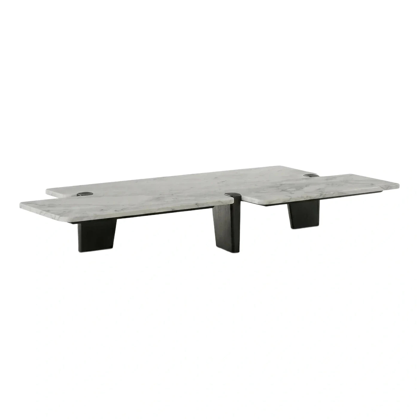 Modern White Marble Split Coffee Table Dark Base