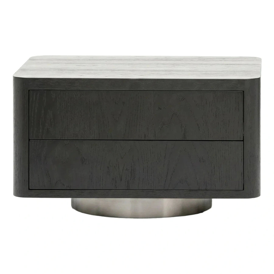 Modern Dark Wood Coffee Table with Stone Top