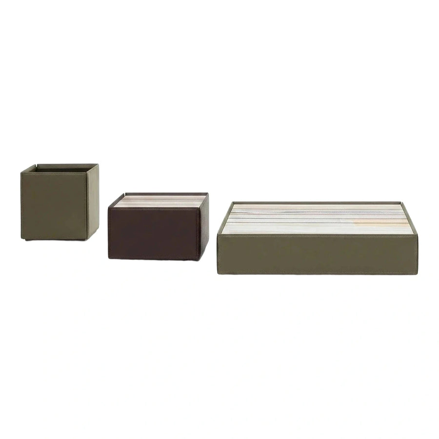 Modern Leather Upholstered Nesting Coffee Table Set