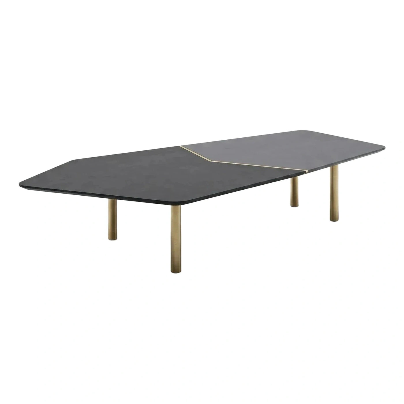 Modern Geometric Black Coffee Table With Gold Legs