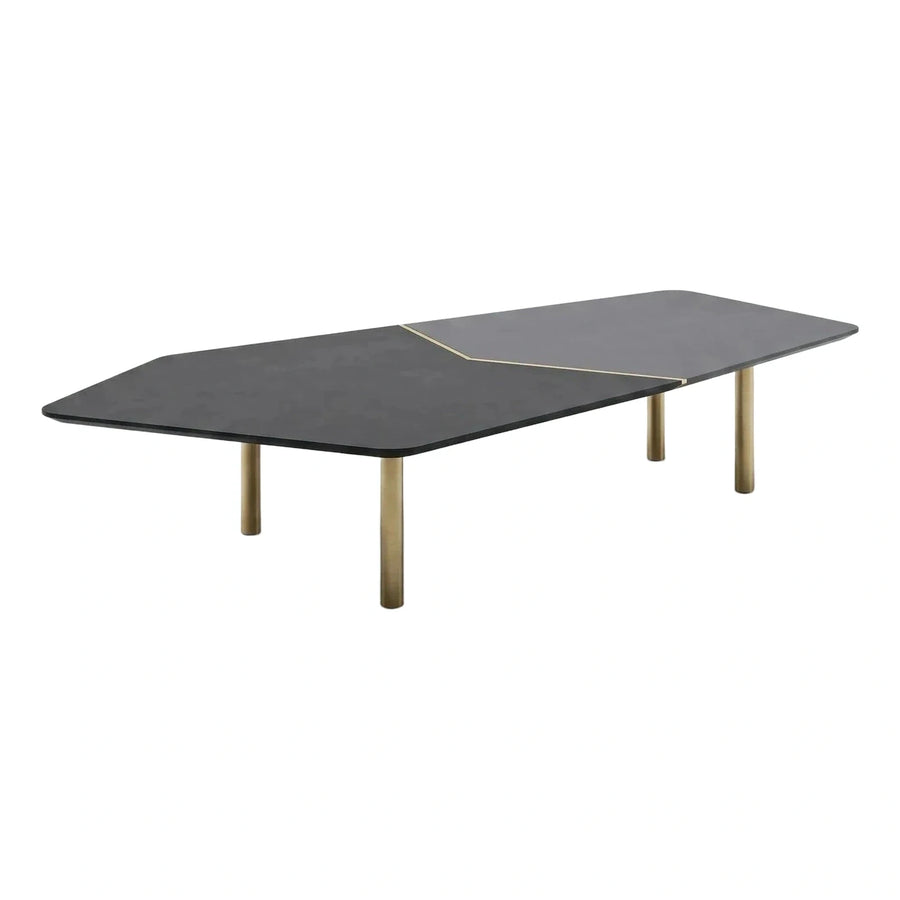 Modern Geometric Black Coffee Table With Gold Legs