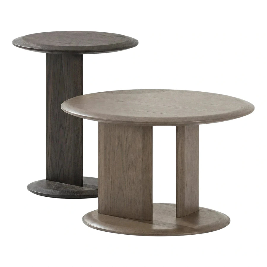 Modern Round Wood Side Tables Set Minimalist Design