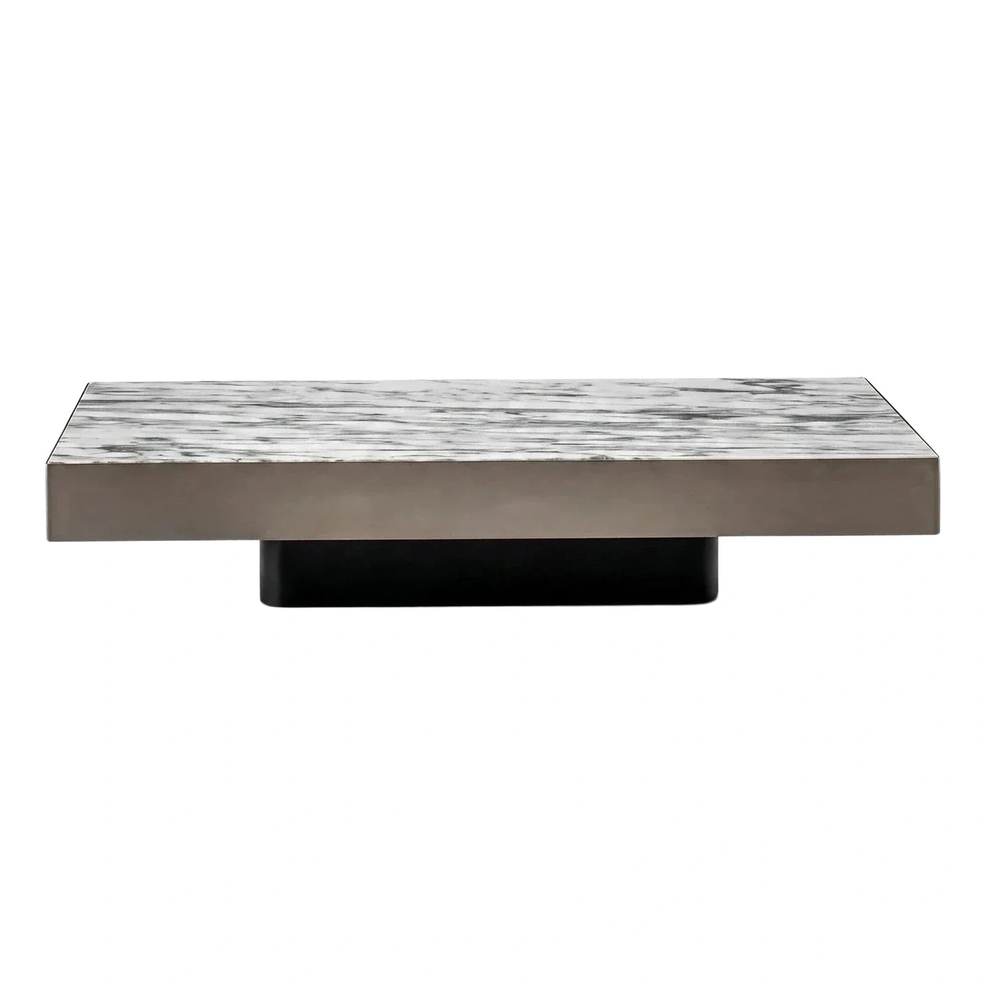 Modern Rectangular Marble Top Coffee Table with Metal Base