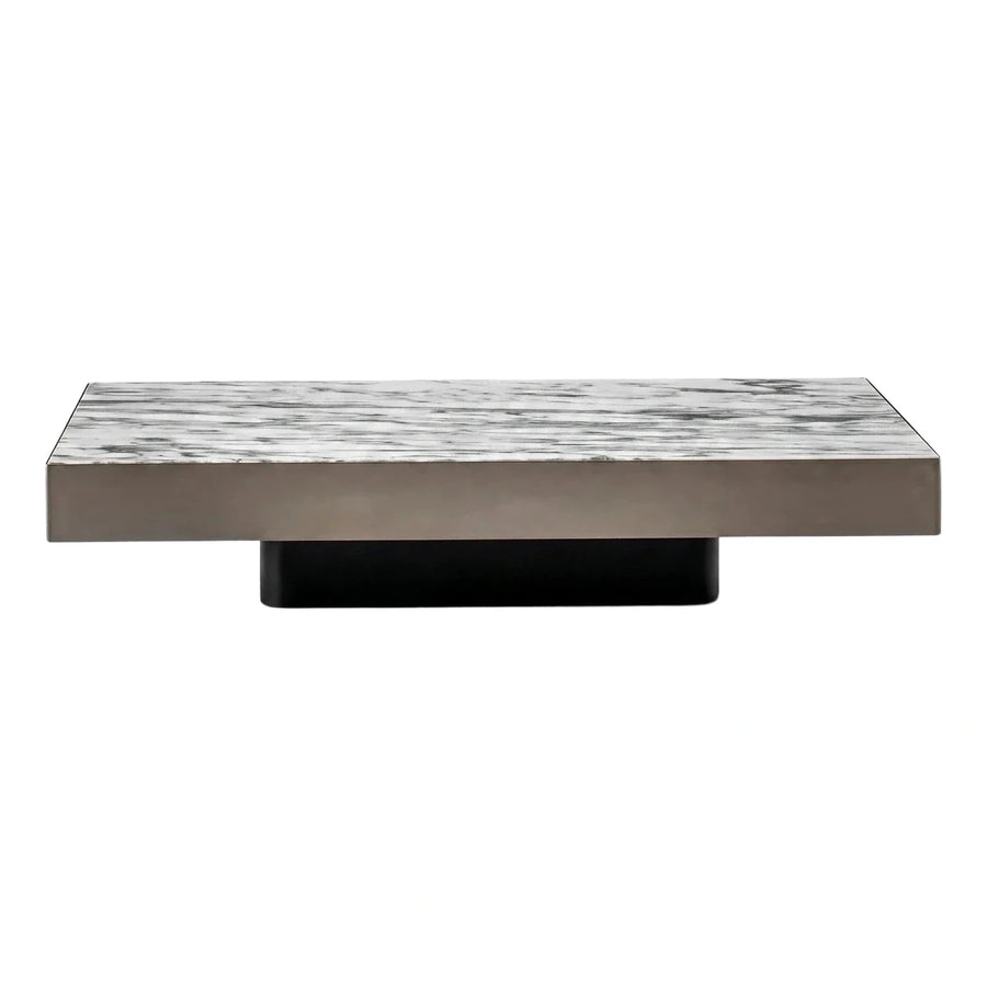 Modern Rectangular Marble Top Coffee Table with Metal Base