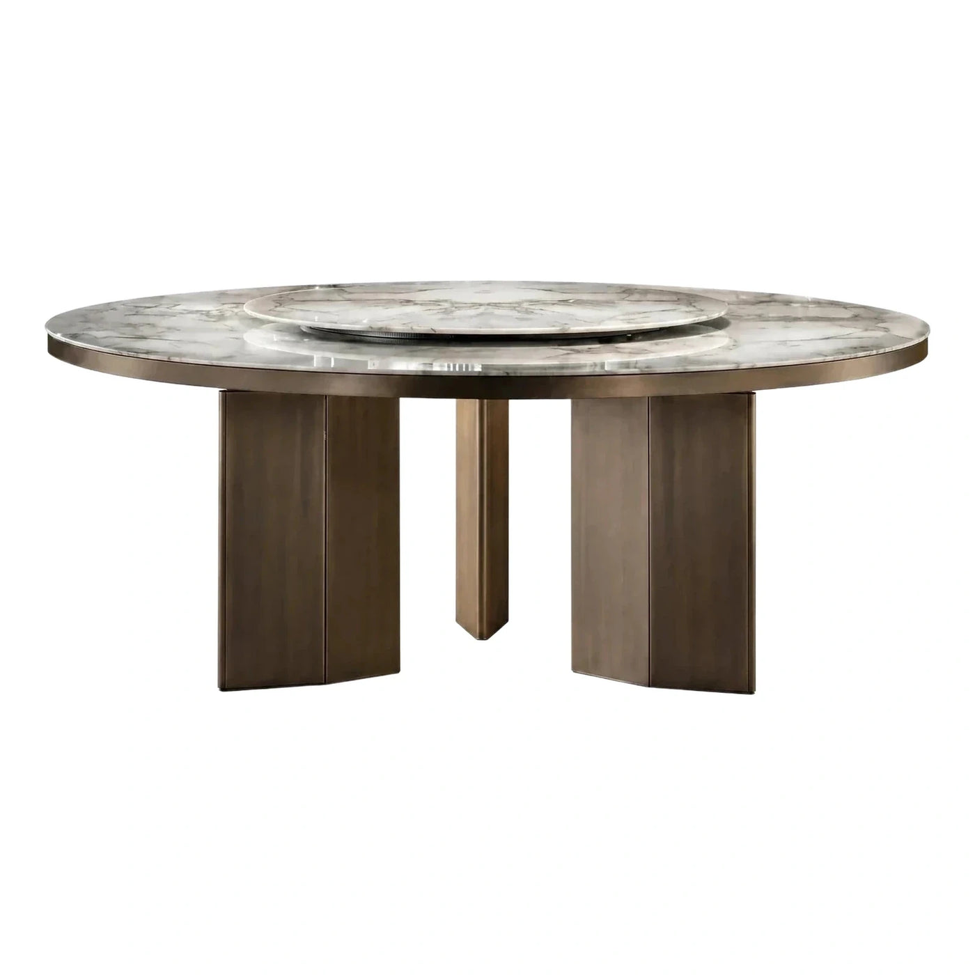 Round Marble Dining Table with Rotating Top