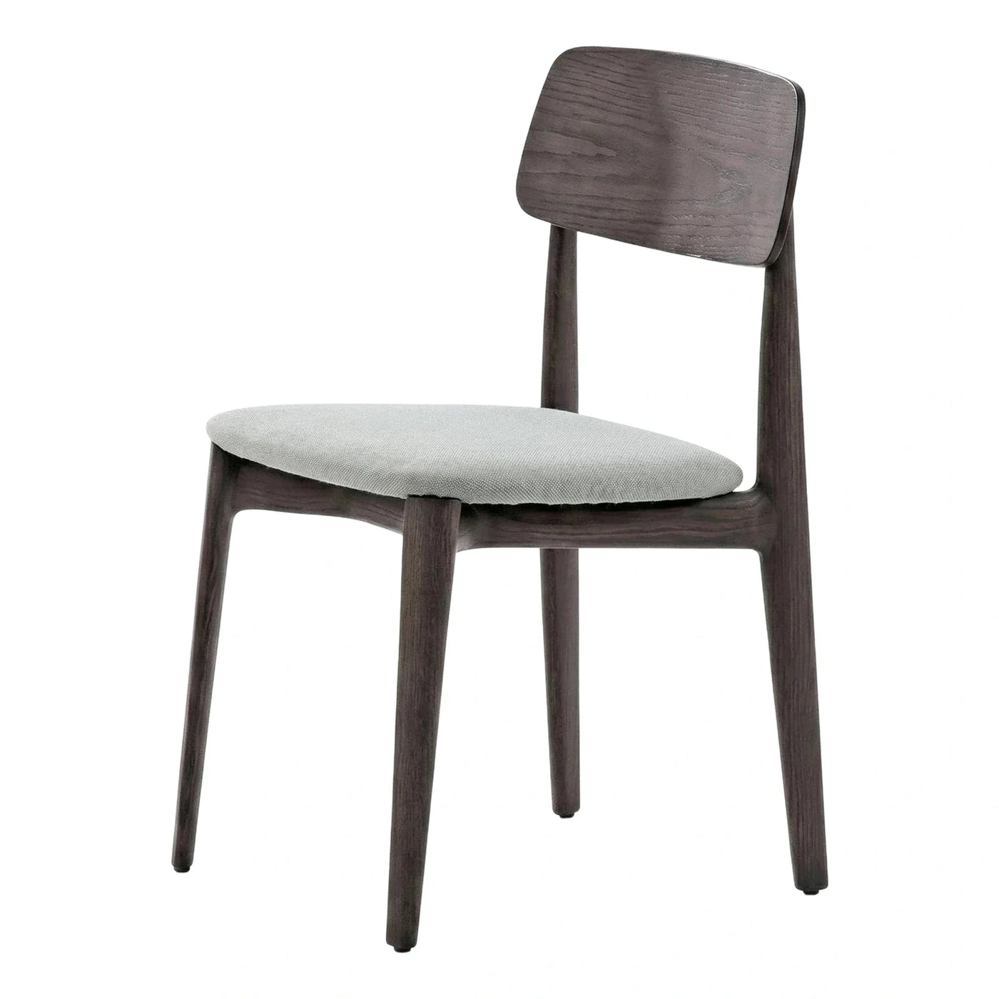 Modern Dark Wood Dining Chair with Grey Fabric Seat